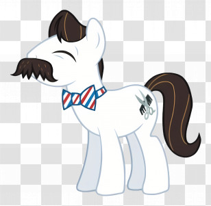 Barber Groomsby - Cartoon Pony With Mustache And Bow Tie Transparent PNG