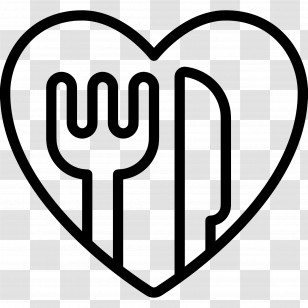 Food Logo - Heart With Fork And Knife Symbol Transparent PNG