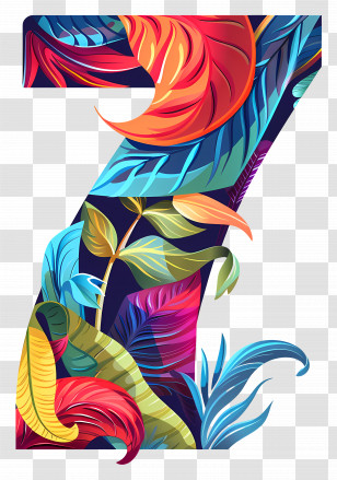 Number 7 - Colorful Number 7 Design Transparent PNG