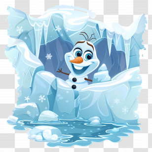 Frozen Olaf - Snowman Inside An Icy Cave Illustration Transparent PNG