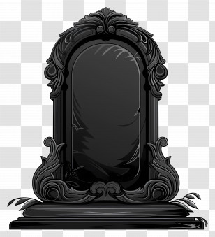 Tombstone - Ornate Black Gravestone Transparent PNG