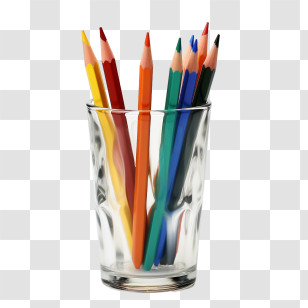 Pen - Colored Pencils In A Glass Transparent PNG