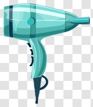 Blue Hair Dryer - Modern Blue Hairdryer Illustration Transparent PNG
