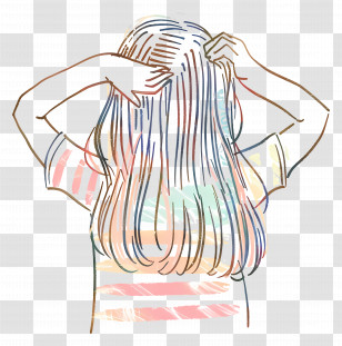 Girl With Long Hair - Girl With Long Hair From Back View Transparent PNG