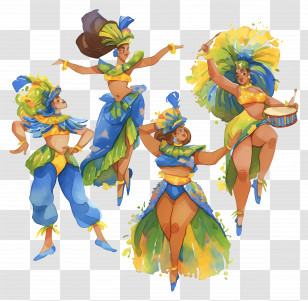 Brazilian Carnival Dancer - Energetic Carnival Dancers In Motion Transparent PNG