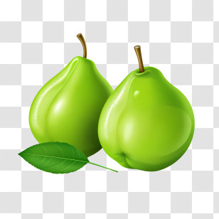 Green Pears - Green Pears With A Leaf Transparent PNG