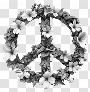 Peace Sign - Floral Peace Symbol Transparent PNG