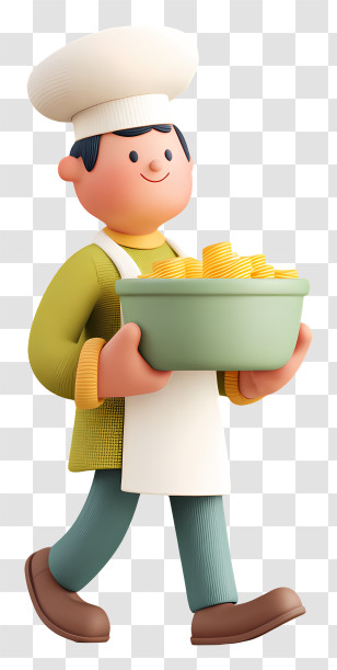 Chef Carrying Soup - Smiling Chef Carrying A Bowl Transparent PNG