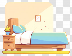 Queen Bed - Cozy Bed In A Bedroom Transparent PNG