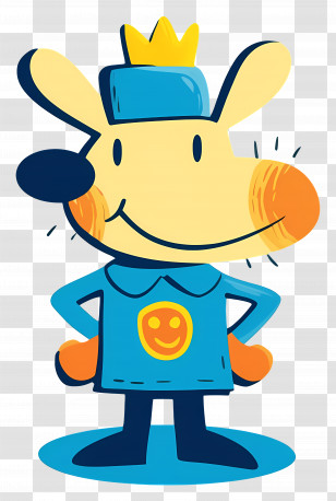Dog Man - Cheerful Cartoon Dog With Crown Emblem Transparent PNG