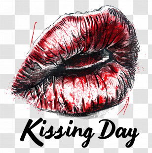 Blood - Artistic Lips Design For Kissing Day Celebration Transparent PNG