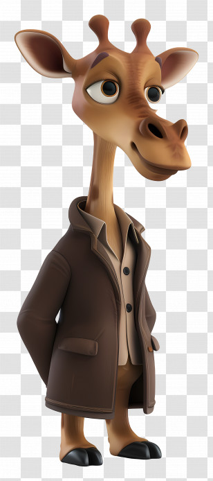 Animal - Giraffe Detective Character Illustration Transparent PNG
