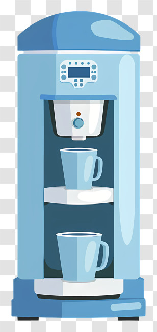 Water Cooler - Modern Coffee Machine With Mugs Transparent PNG
