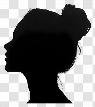 Female Silhouette - Silhouette Of A Woman In Side View Transparent PNG