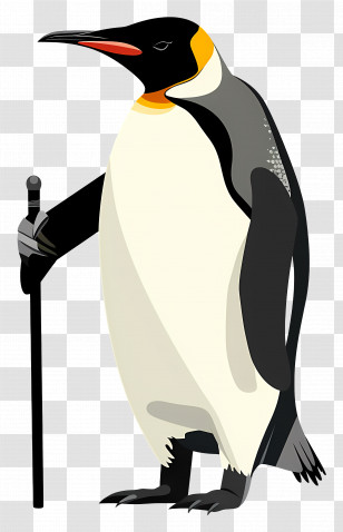 Penguin - Emperor Penguin Holding A Cane Transparent PNG