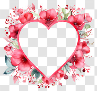 Heart Shaped Frame - Floral Heart Frame For Romantic Decoration Transparent PNG