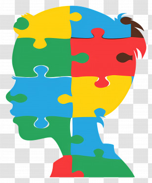 Puzzle Head - Colorful Puzzle Silhouette Transparent PNG
