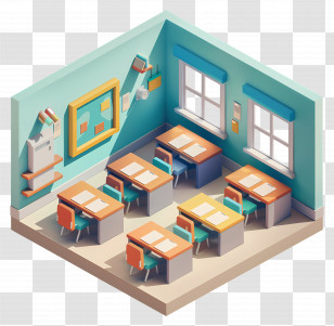 School Classroom - School Classroom With Desks And Supplies Transparent PNG