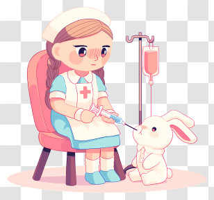 Cartoon Nurse - Nurse Caring For Bunny Transparent PNG