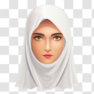 Woman With Veil
 - Portrait Of Woman Wearing White Headscarf Transparent PNG