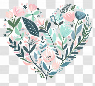Heart Flower - Heart Shape Filled With Colorful Flowers Transparent PNG