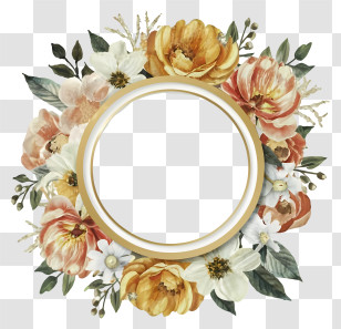 Watercolor Wreath - Floral Wreath With Vibrant Flowers Transparent PNG