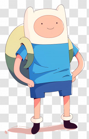 Finn The Human - Adventurous Cartoon Character In Blue Shirt Transparent PNG