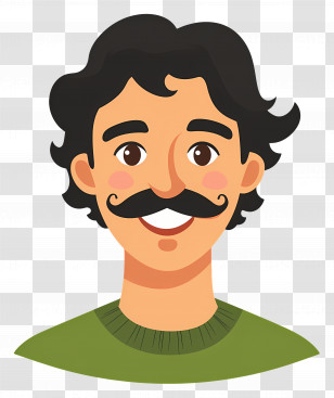 Mustachioed Man - Cartoon Illustration Of A Man With A Moustache Transparent PNG