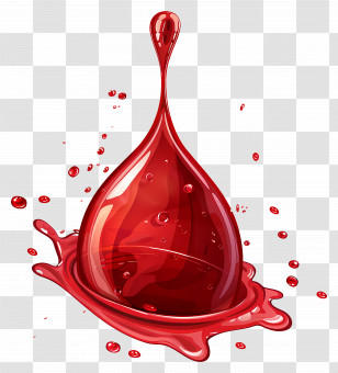 Blood - Red Liquid Drop With Splash Design Transparent PNG