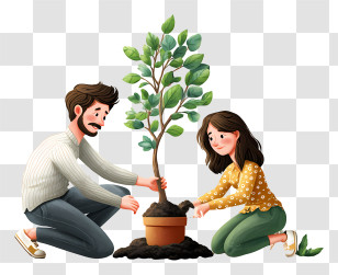 Couple Planting A Tree - Tree Planting Activity Transparent PNG