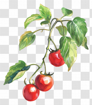 Cherry Tomato - Cherry Tomato Branch Illustration Transparent PNG
