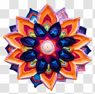Knitted Mandala - Colorful Crochet Mandala Design Transparent PNG