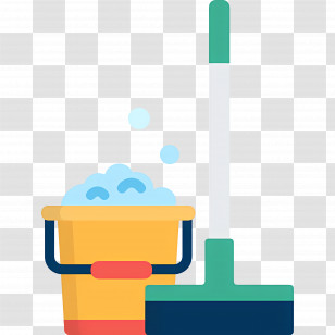 Cleaning Mop - Mop And Bucket With Soap Bubbles Transparent PNG