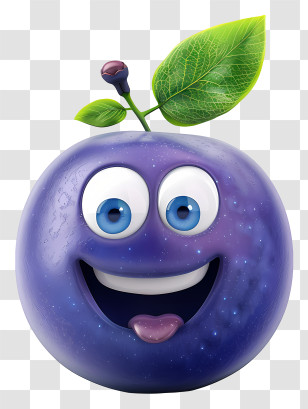 3d Cartoon Fruit - Smiling Blueberry Cartoon Character Transparent PNG
