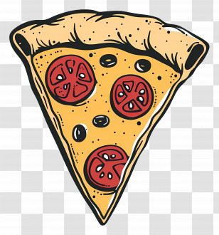 Pizza - Pizza Slice With Tomato And Olives Transparent PNG