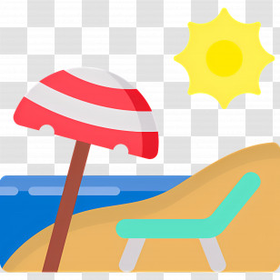 Beach Umbrella - Summer Beach With Sun And Umbrella Transparent PNG