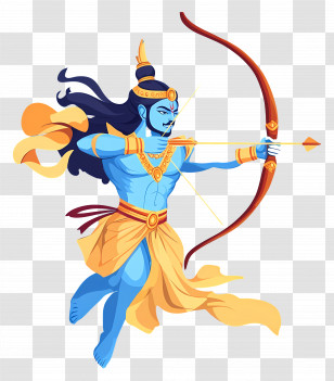 Dussehra - Blue Archer Character With Bow And Arrow Transparent PNG