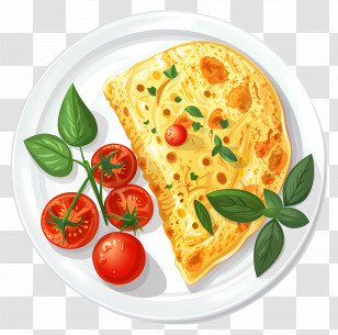 Spanish Omelet - Omelette With Fresh Herbs And Cherry Tomatoes Transparent PNG
