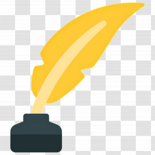 Feather Ink - Yellow Quill And Ink Bottle Transparent PNG