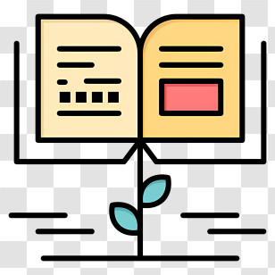 Modern Education Icon - Open Book With Plant Transparent PNG