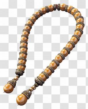 Tasbih - Ornate Beaded Necklace With Golden Accents Transparent PNG
