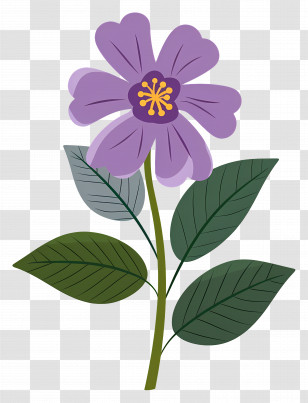 Small Flower - Purple Flower Drawing With Leaves Transparent PNG
