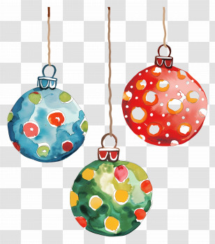 Polka Dot Ball Ornaments - Colorful Christmas Baubles With Polka Dot Patterns Transparent PNG