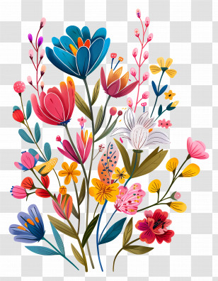 Spring Background - Beautiful Colorful Flowers In Bloom Transparent PNG