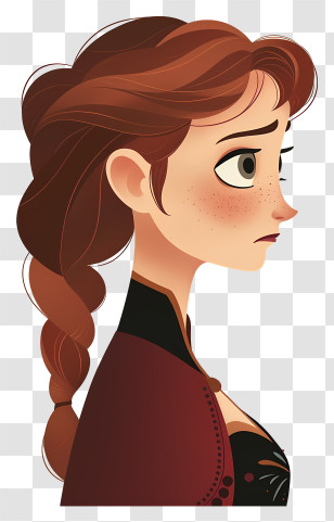 Frozen Anna Princess - Sad Red-haired Girl With Braided Hair Transparent PNG