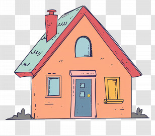 House - Small Orange House In Cartoon Style Transparent PNG