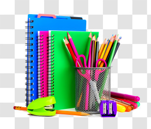 Stationery - Colorful Stationery Supplies For School And Office Transparent PNG