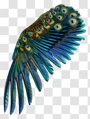 Peacock Wing - Vivid Peacock Feather Wing Transparent PNG