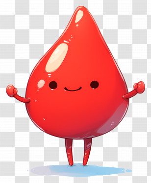 Red Drop Of Blood - Cute Blood Drop Character Transparent PNG