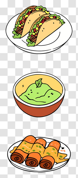 Thai Food - Mexican Food With Tacos, Guacamole, And Enchiladas Transparent PNG